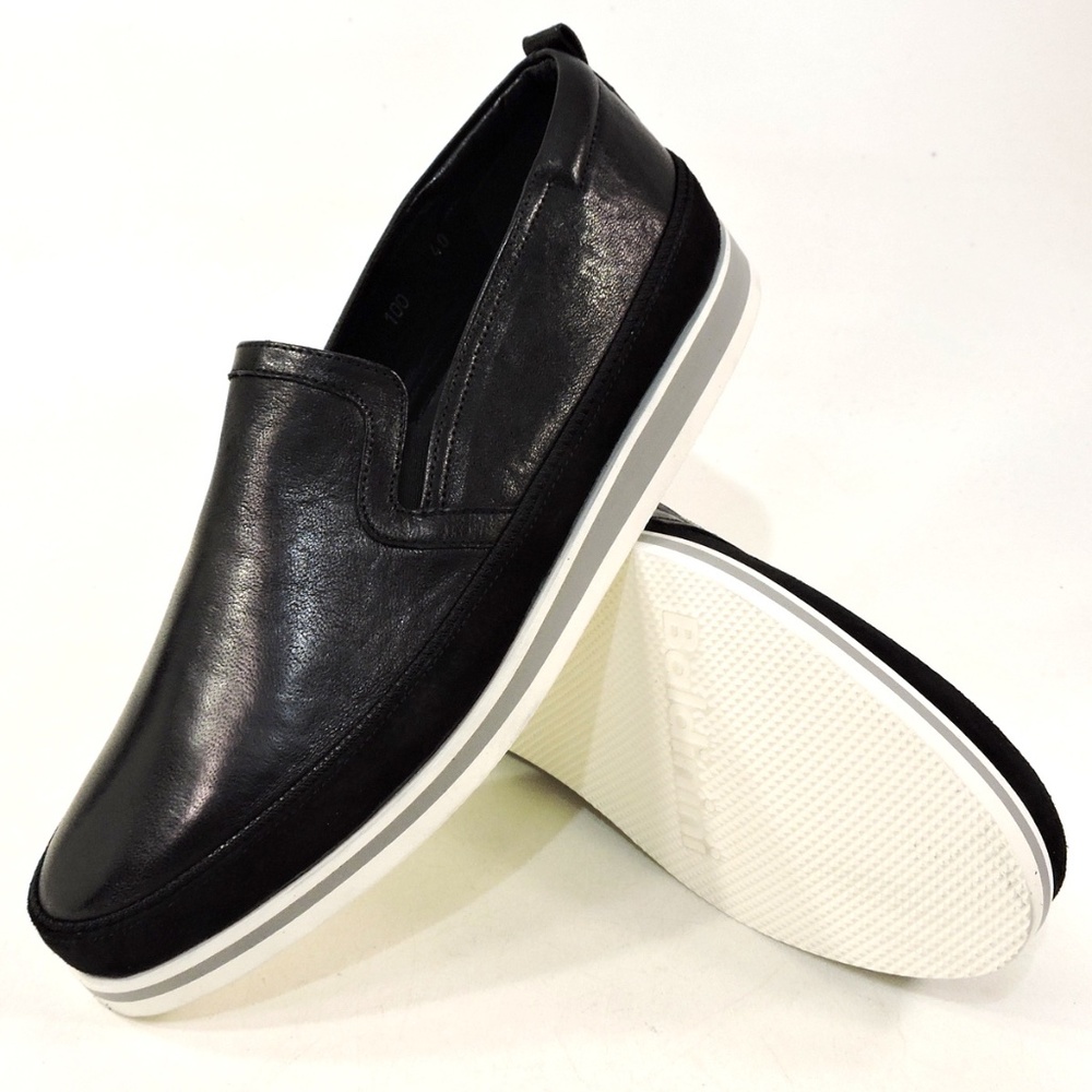 BALDININI 🇮🇹 MEN'S BLACK LEATHER & SUEDE COMFORT SUMMER LOAFERS - Picture 7 of 8